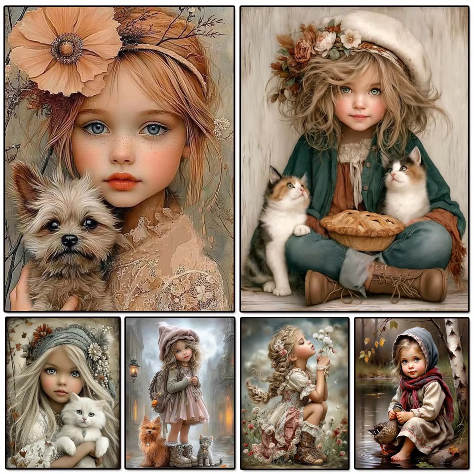 Vintage Cartoon Collectible - Peinture diamant IY, collection de portraits