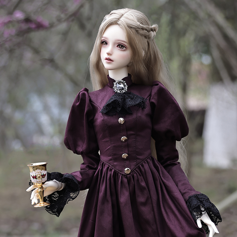 Vintage Cartoon Collectible - Elina-Robe violette aristocratique vintage pour femme,
