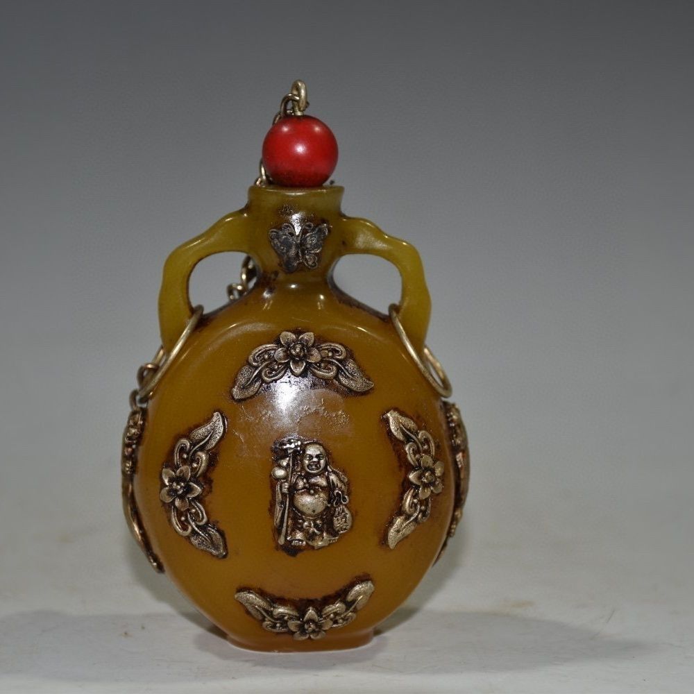 Vintage Collectible Bottles - Bouteille à snuffler vintage en ambre
