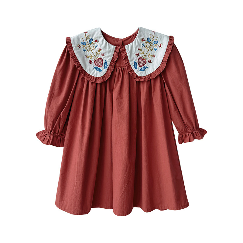 Vintage Collectible Baby Dolls - Robe brodée à col Claudine et